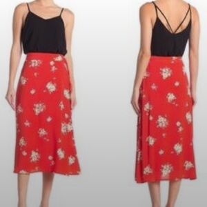 Like new Elodie floral wrap midi adjustable tie waist skirt S